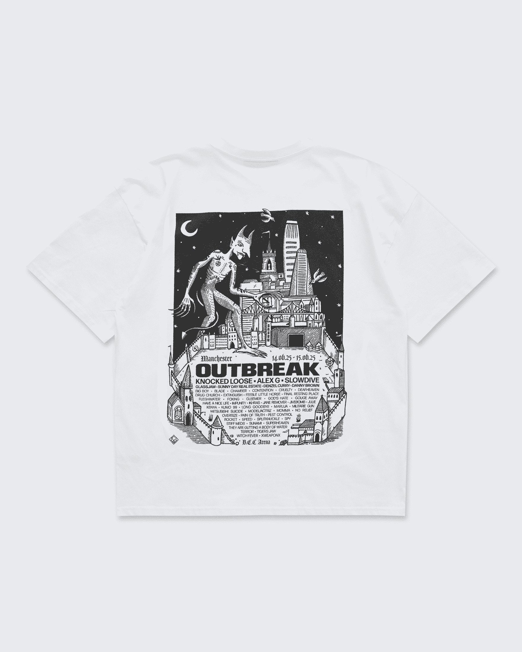 Outbreak® '25 Manchester Line-up T-Shirt White Outbreak® Outbreak®