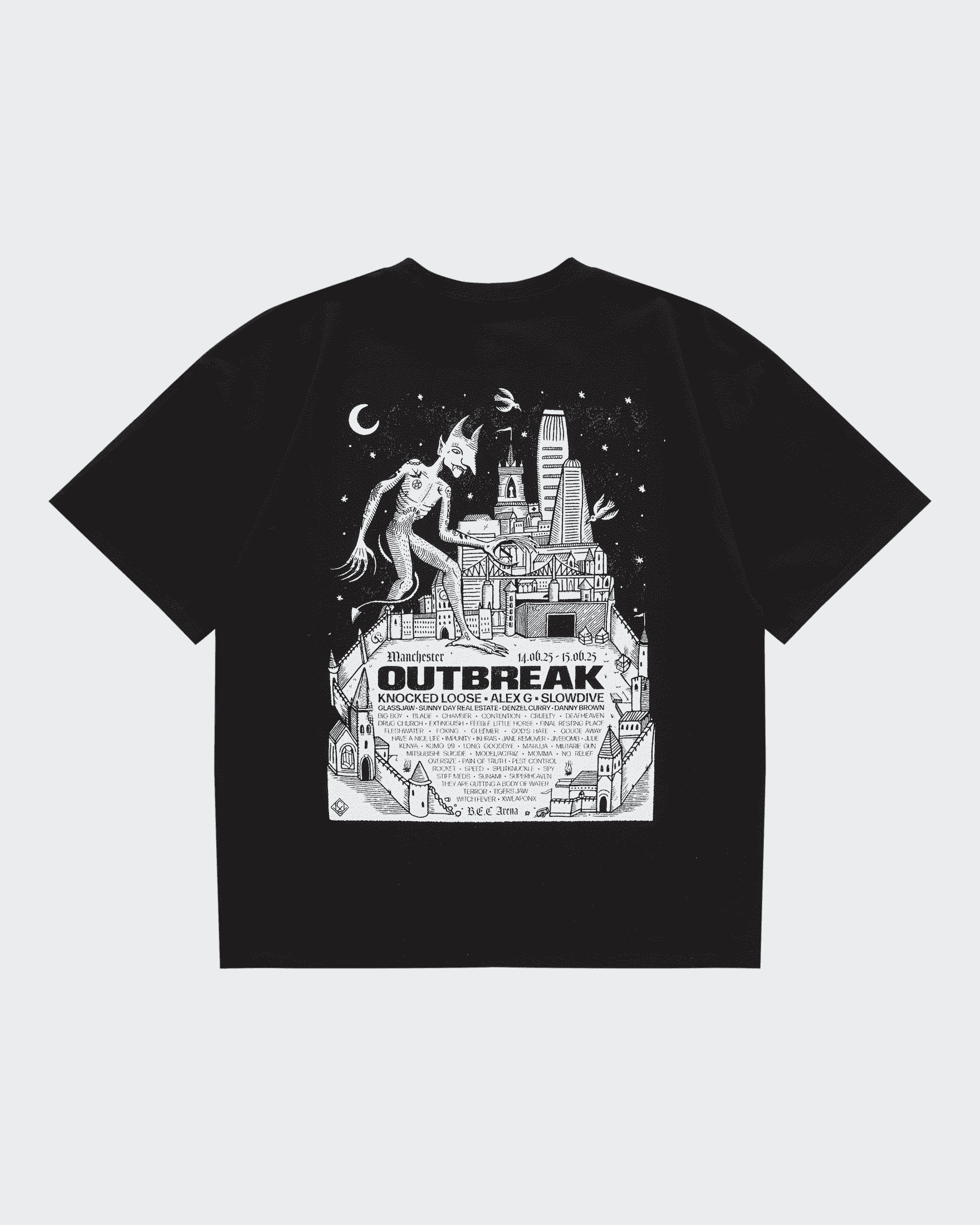 Outbreak® '25 Manchester Line-up T-Shirt Black Outbreak® Outbreak®