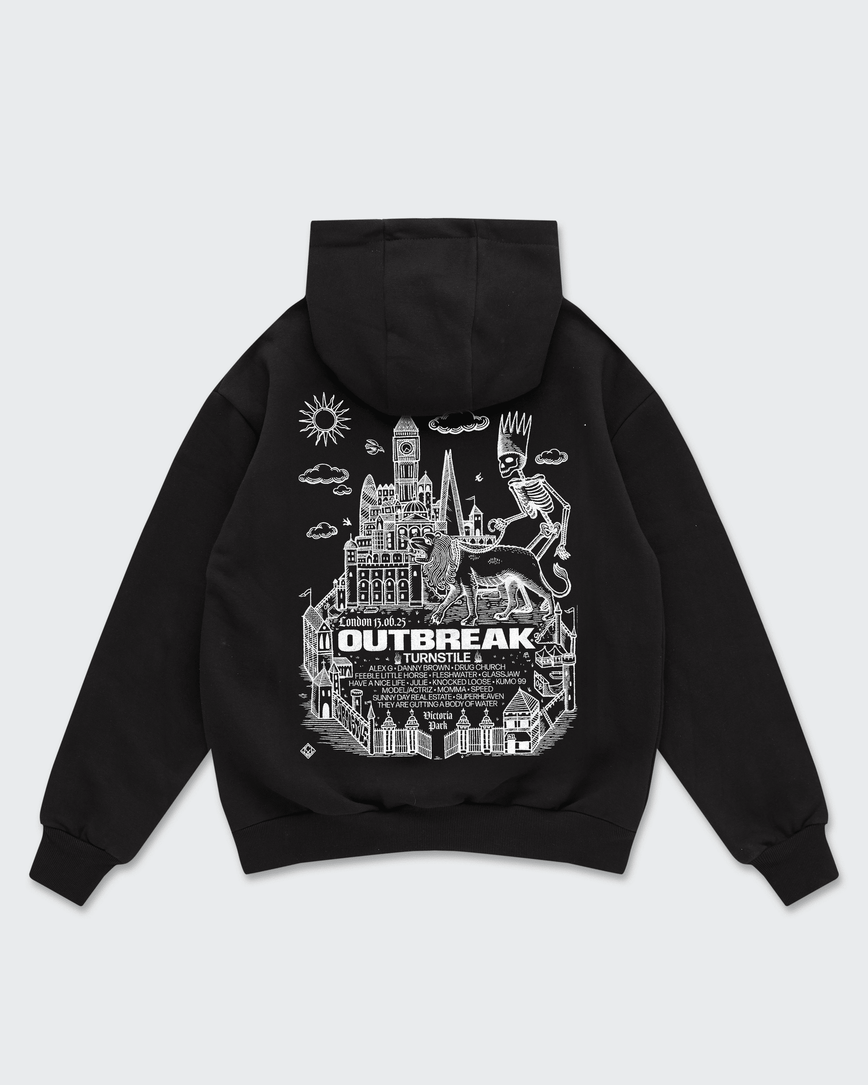 Outbreak® '25 London Line-up Hoodie BLACK Outbreak Fest Outbreak®