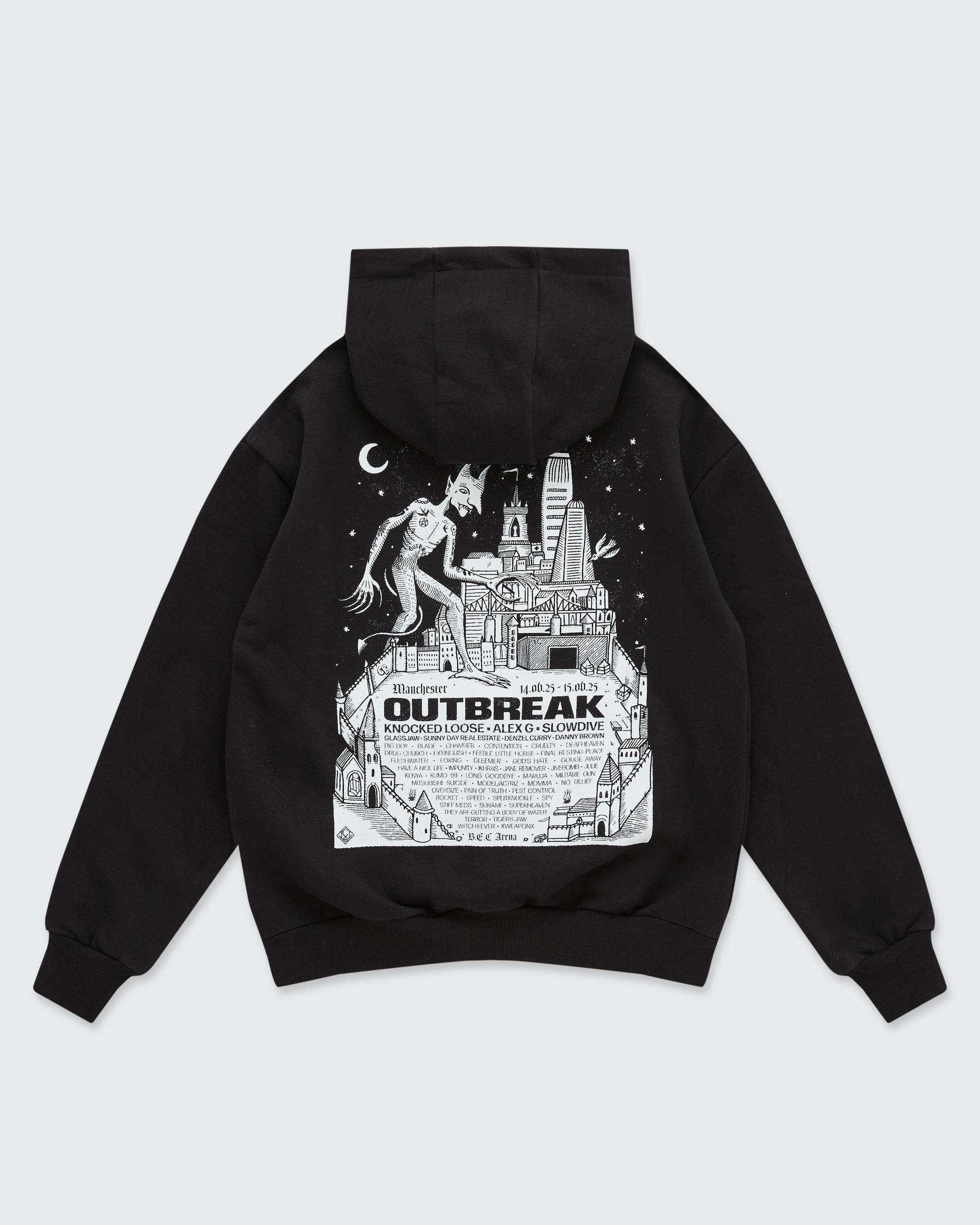 [PRE-ORDER] Outbreak® '25 Manchester Line-up Hoodie BLACK