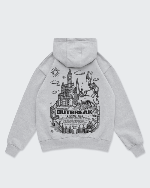 Outbreak® '25 London Line-up Hoodie Grey Outbreak Fest Outbreak®