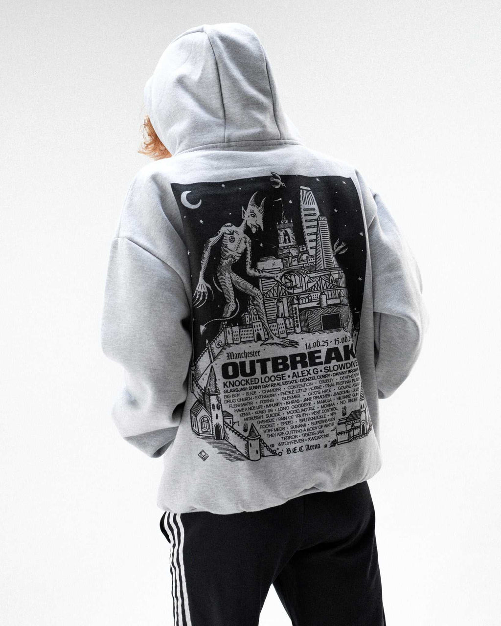 Outbreak® '25 Manchester Line-up Hoodie Grey Outbreak® Outbreak®