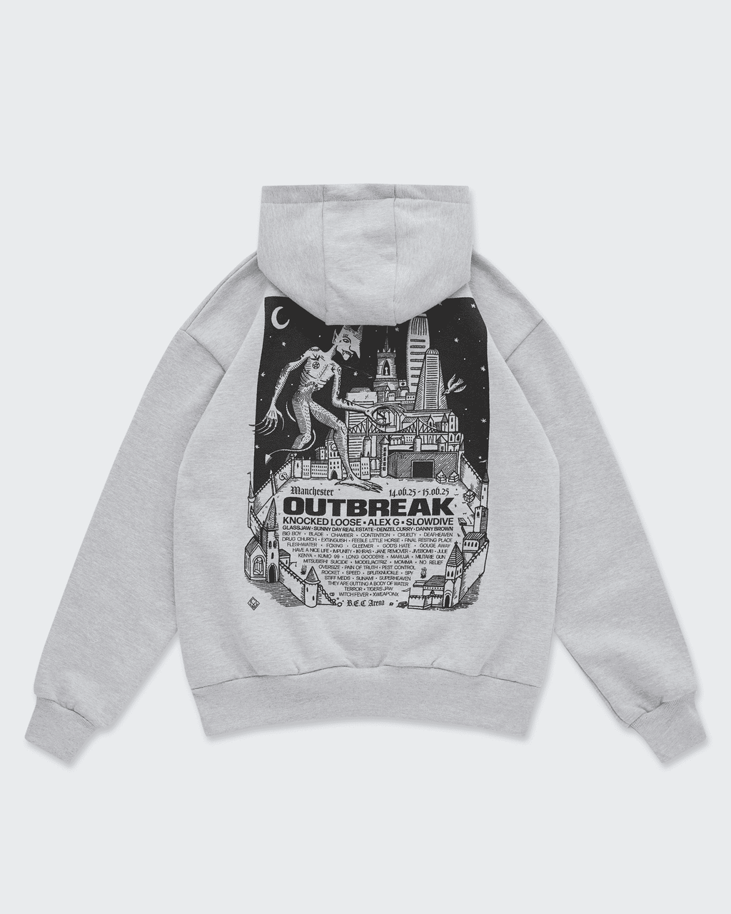 Outbreak® '25 Manchester Line-up Hoodie Grey Outbreak® Outbreak®