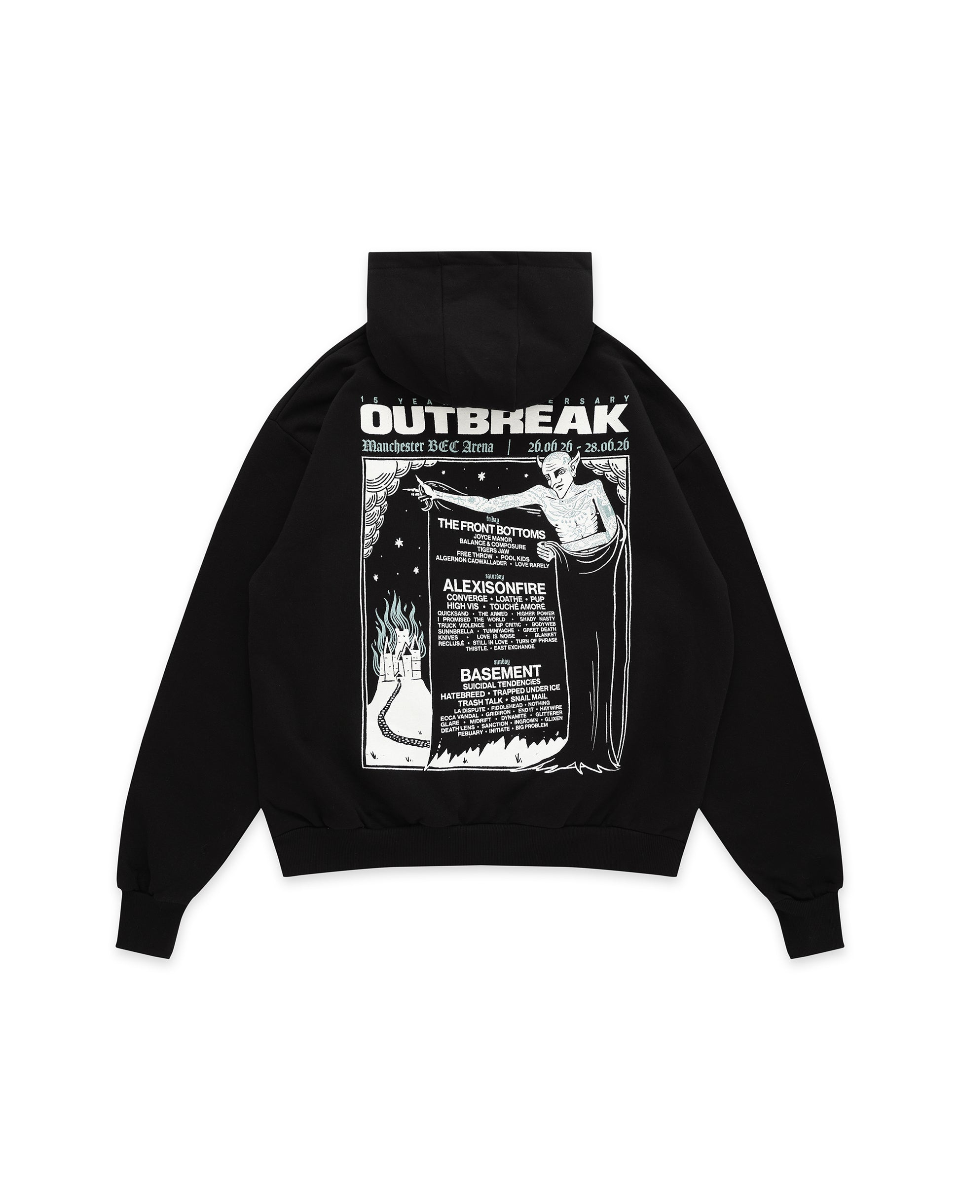 Outbreak® Fest 26 Heavyweight Lineup Hoodie Black [PRE-ORDER]