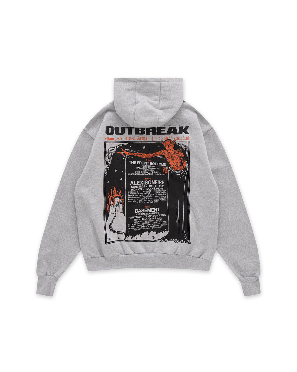 Outbreak® Fest 26 Heavyweight Lineup Hoodie Grey [PRE-ORDER]