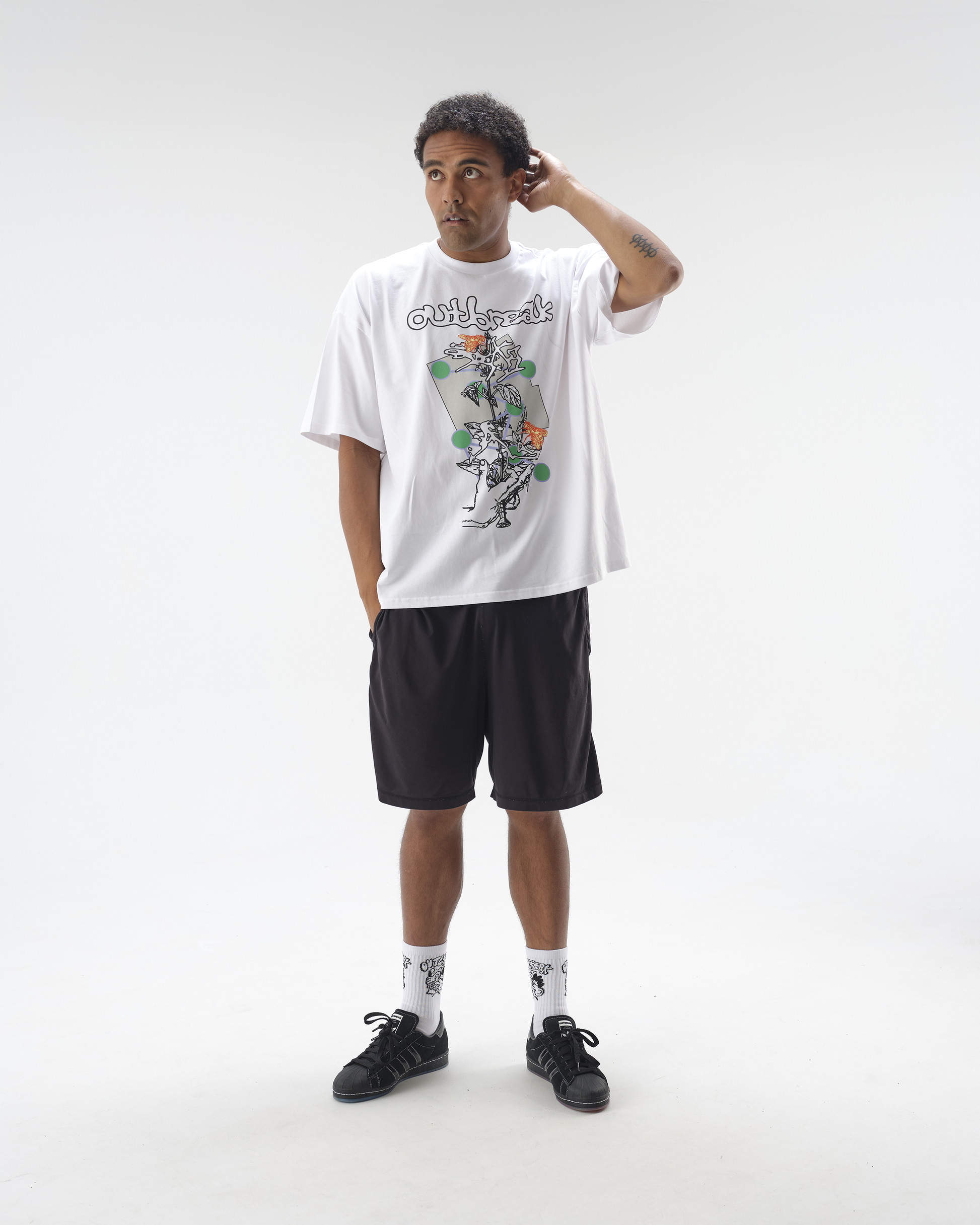 White Geo Plant T-shirt