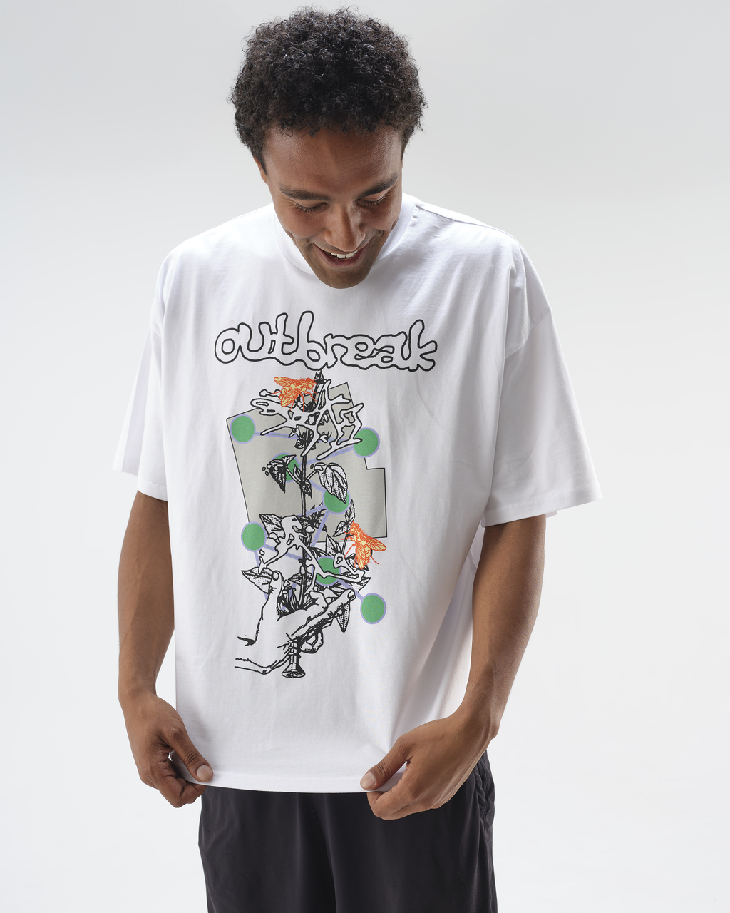 White Geo Plant T-shirt