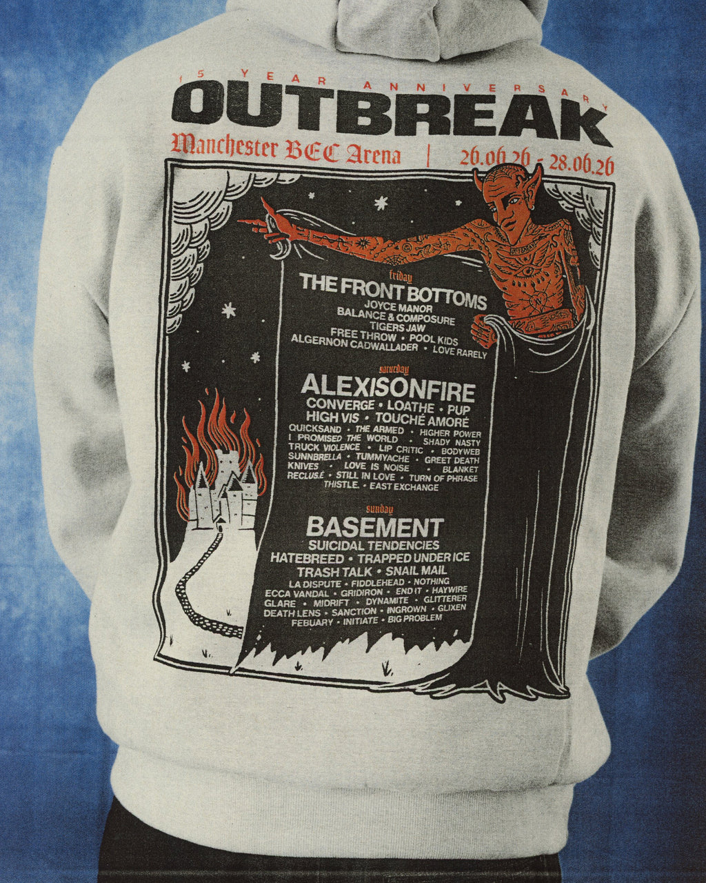 Outbreak® Fest 26 Heavyweight Lineup Hoodie Grey [PRE-ORDER]